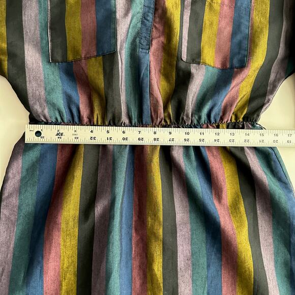 VTG Fritzi You Babes Dolman Jaquard Stripe Jewel Tone Snap Front Midi Dress M - Picture 6 of 10